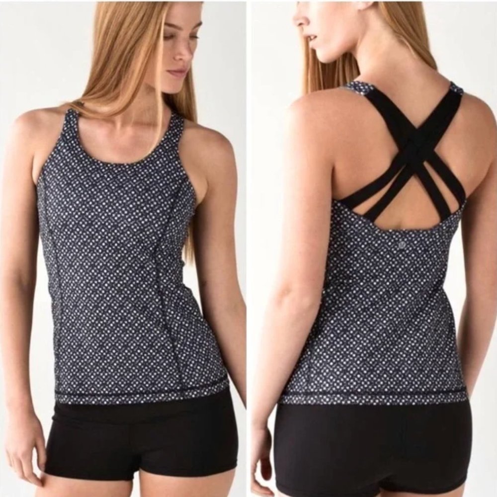 Lululemon Enhearten‎ Millie Tank Black White Grey, 6, Great condition
